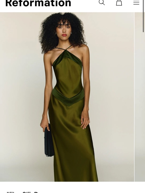 Reformation Dresses & Skirts - Reformation Olive Satin Halter Maxi Dress